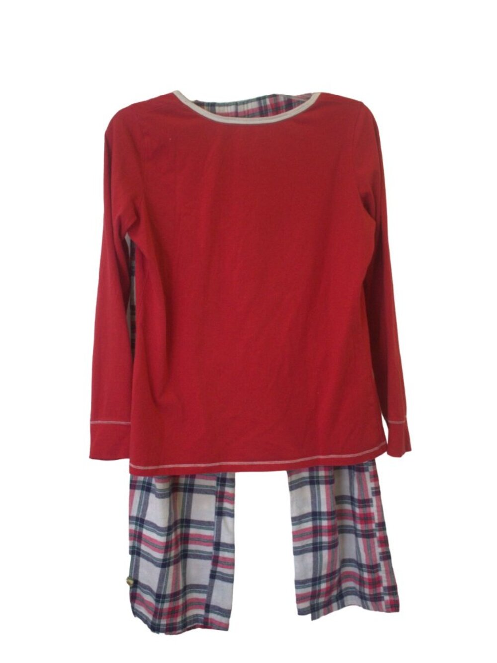 Tommy Hilfiger Women's Small Pajama Set Red Flannel Plaid Pants & LS Top #I-7 - Picture 2 of 6